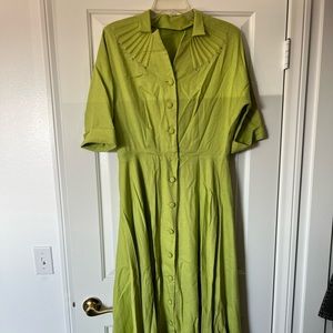 Vintage Lime Green 1950s Housewife Dress